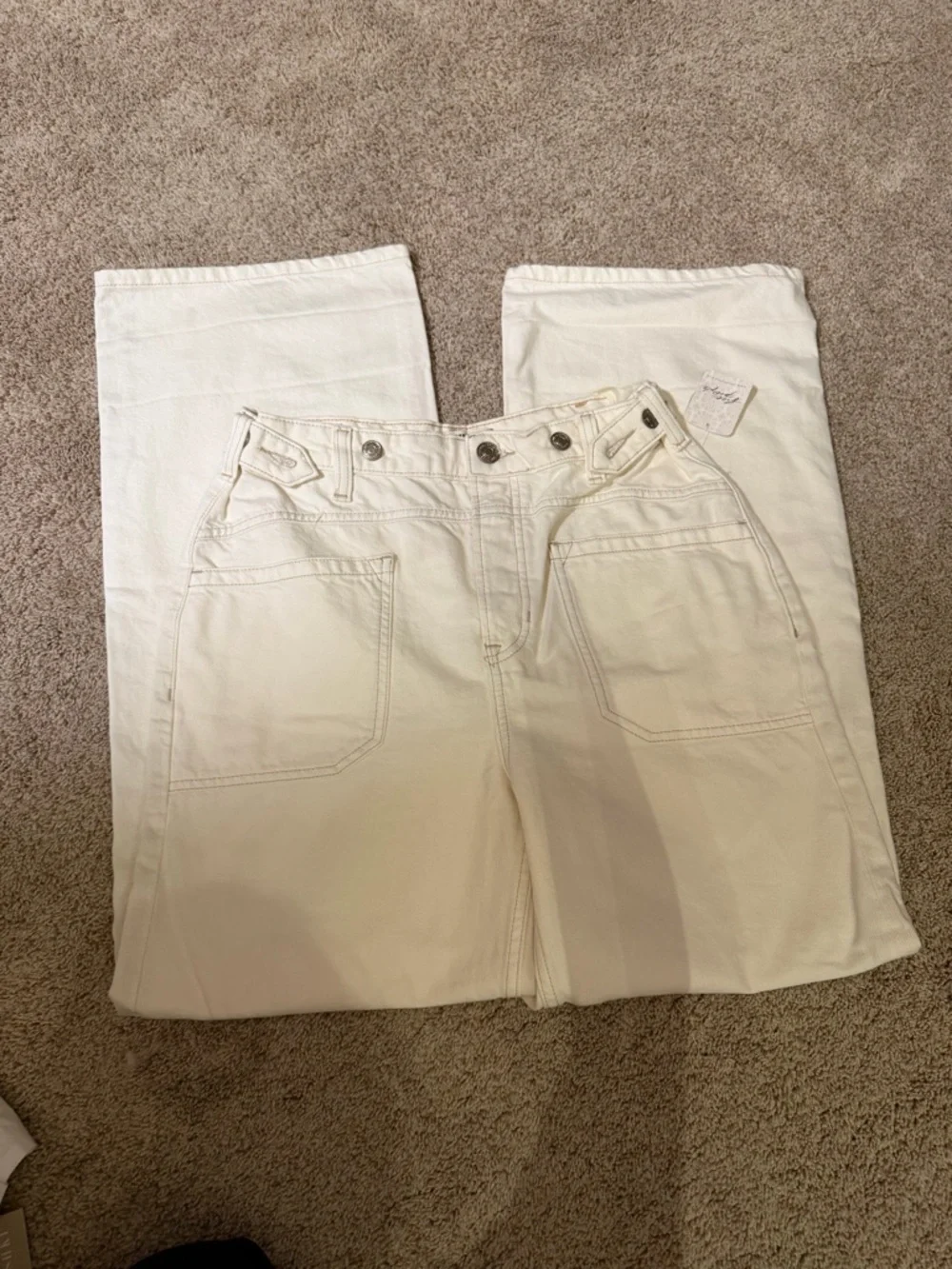 Free People Cream White Palmer Jeans